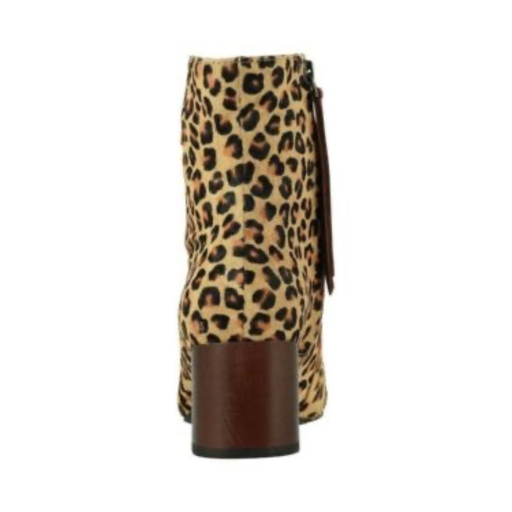 NEW TOMS Emmy Desert Tan Leopard Booties COW HAIR ANKLE BOOT BLOCK HEEL NIB - Picture 2 of 5